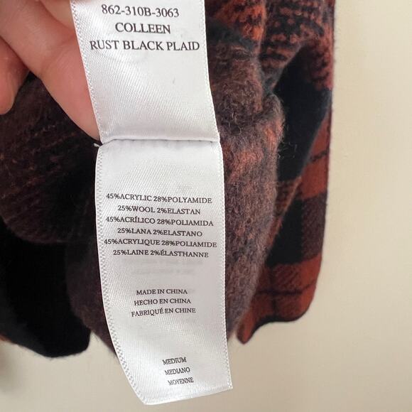 Rails Colleen Sweater Rust Black Plaid Knitwear Size M - Picture 8 of 16